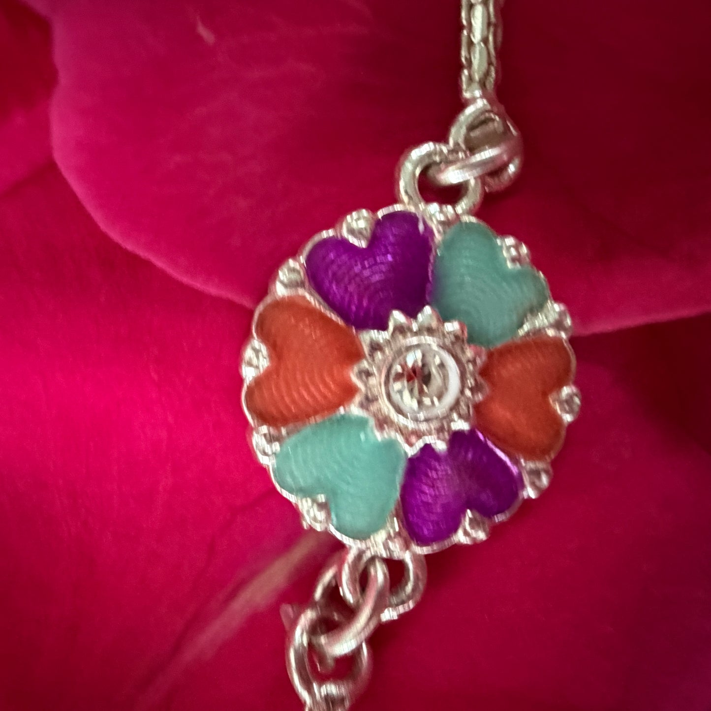 Silver Floral Heart Rakhi