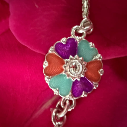 Silver Floral Heart Rakhi