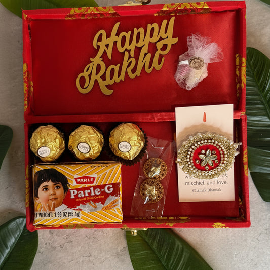 Royal Kundan & Pearl Floral Rakhi Gift Box Set