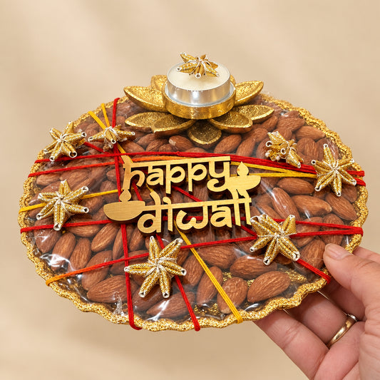 Lotus Plate with Diya Tray | DIwali Gift