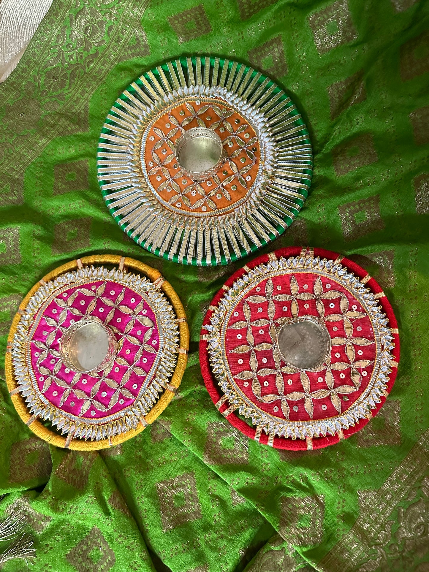 Large Gotta Patti Ring Diya in Various Colors