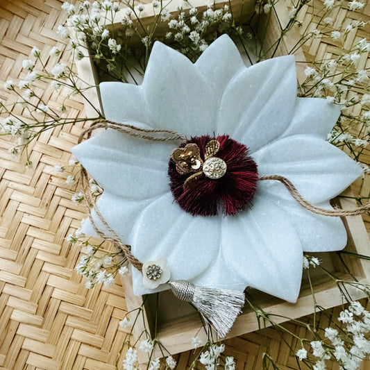 Maroon Tissue and Shell Work Rakhi - Single