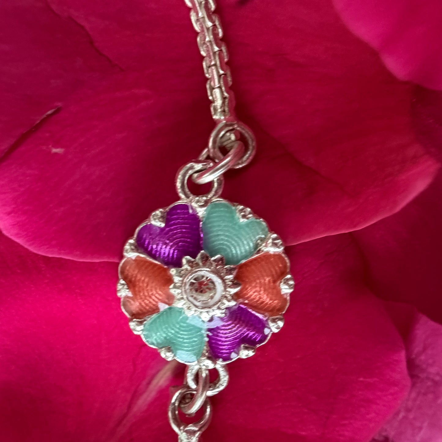 Silver Floral Heart Rakhi