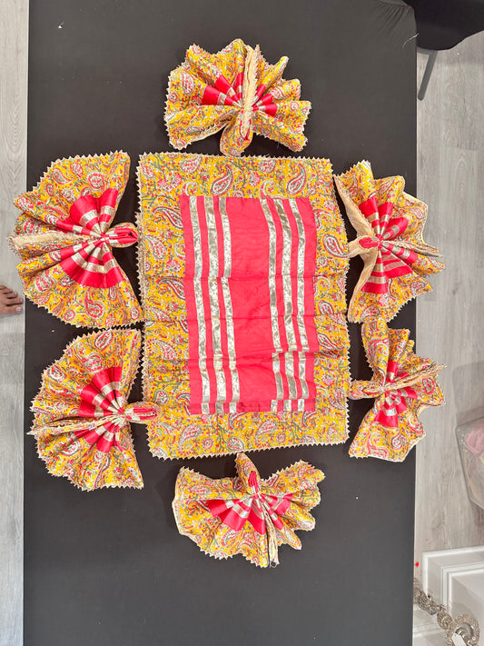 Luxurious Raw Silk Festive Dining Mat Set – 8 Pieces