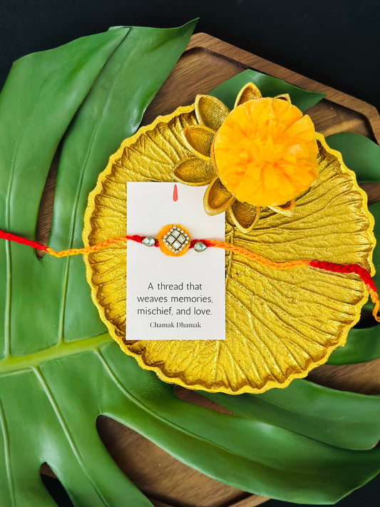 Diamond Stone on Yellow  Rakhi - Single
