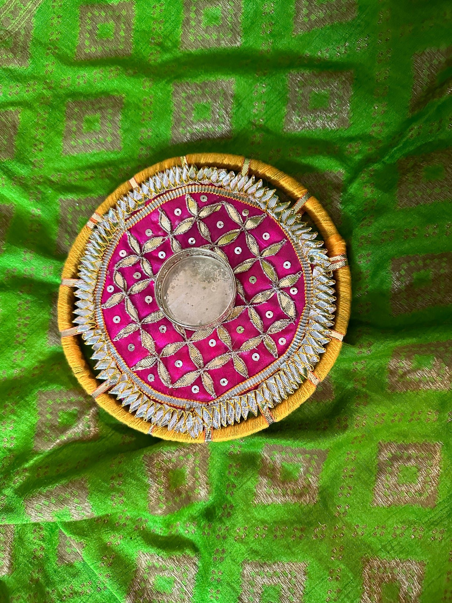 Large Gotta Patti Ring Diya in Various Colors