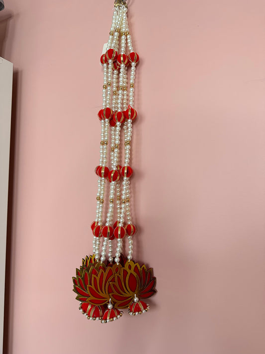 Decorative Hanging MDF Lotus with Beads and Ball - 2ft