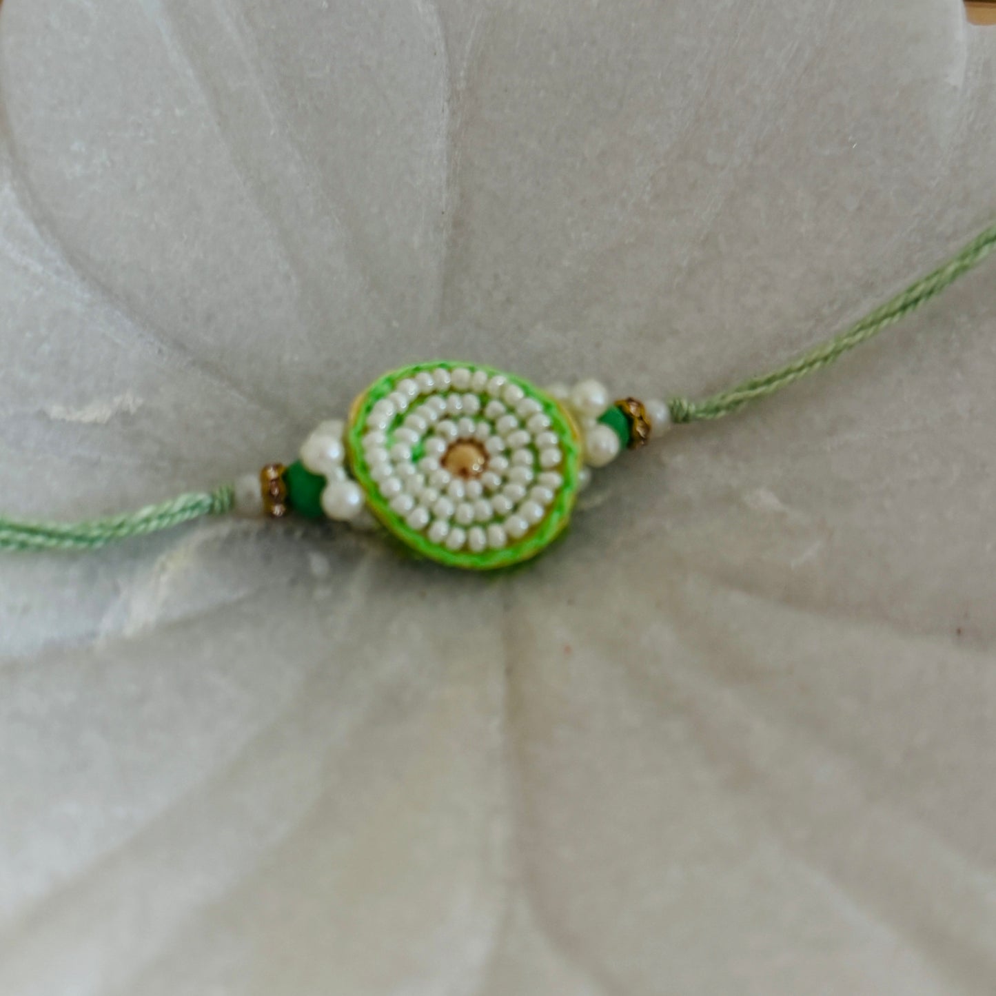 Pastel Green Bead Rakhi - Single