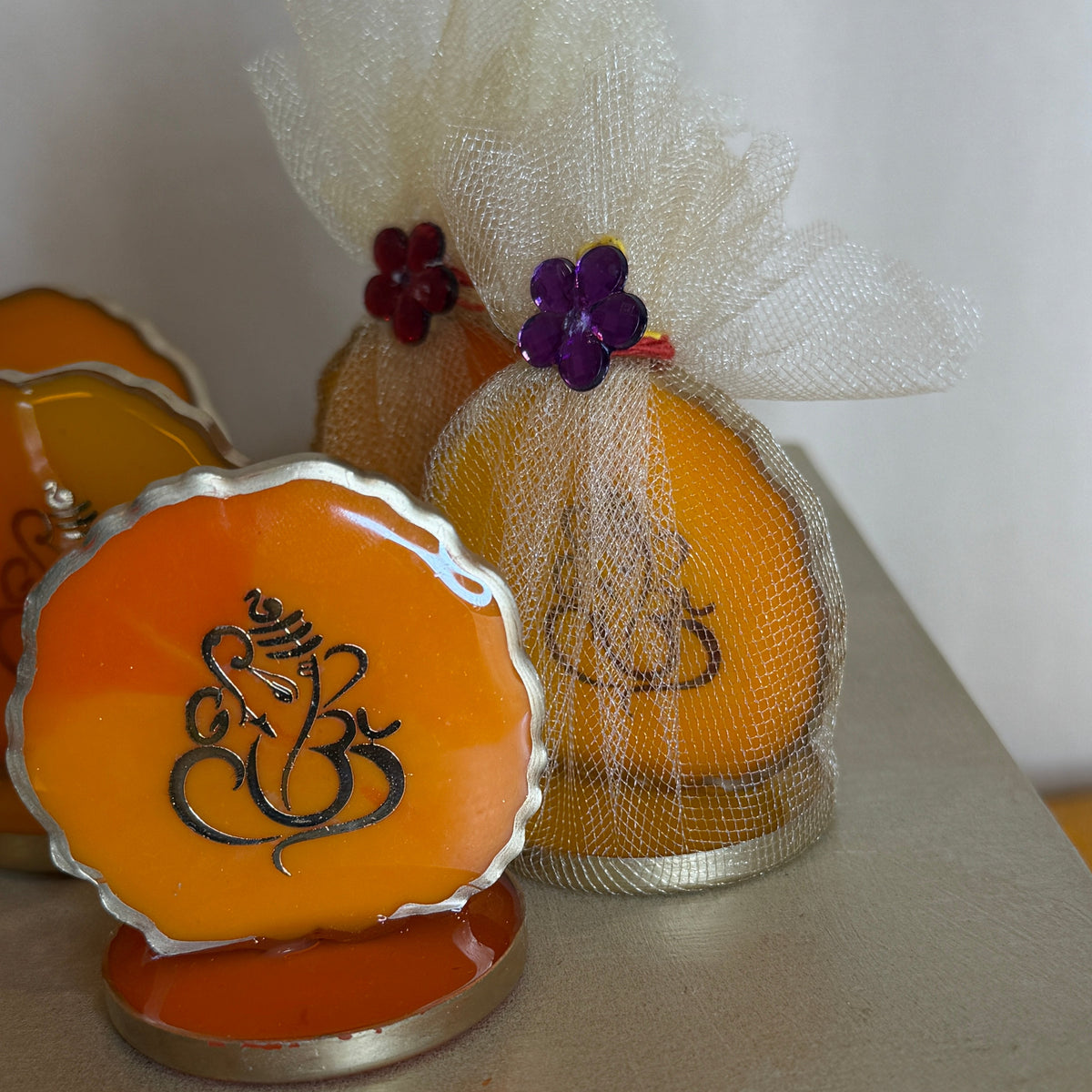 Handmade Resin Ganesh Ji Idol | Auspicious Ganesha Figurine for Car Dashboard, Office Desk, Home Mandir & Return Gifts