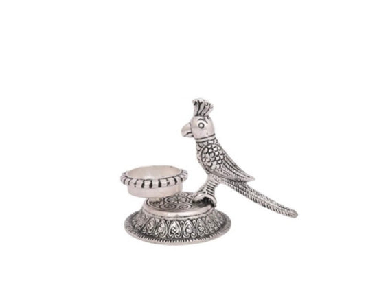 German Silver Parrot Diya| Traditional Indian Pooja & Festive Décor