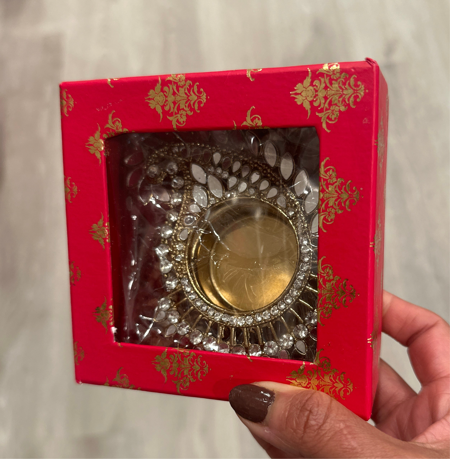 Luxury Mirror Paisley Diya Set – 4/4  Gift Box with Lid | Festive Decor & Gifting