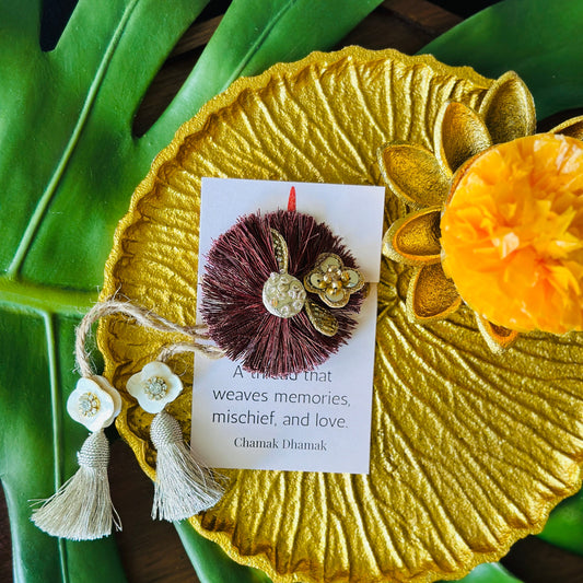 Maroon Tissue and Shell Work Rakhi - Single