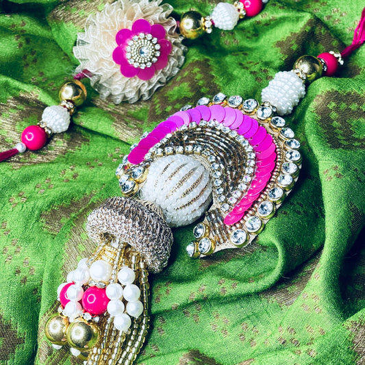 Heavy Pink Bhaiya Bhabhi Rakhi Set