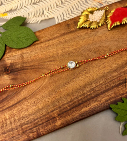 Big Round Stone & Beads Rakhi - Single