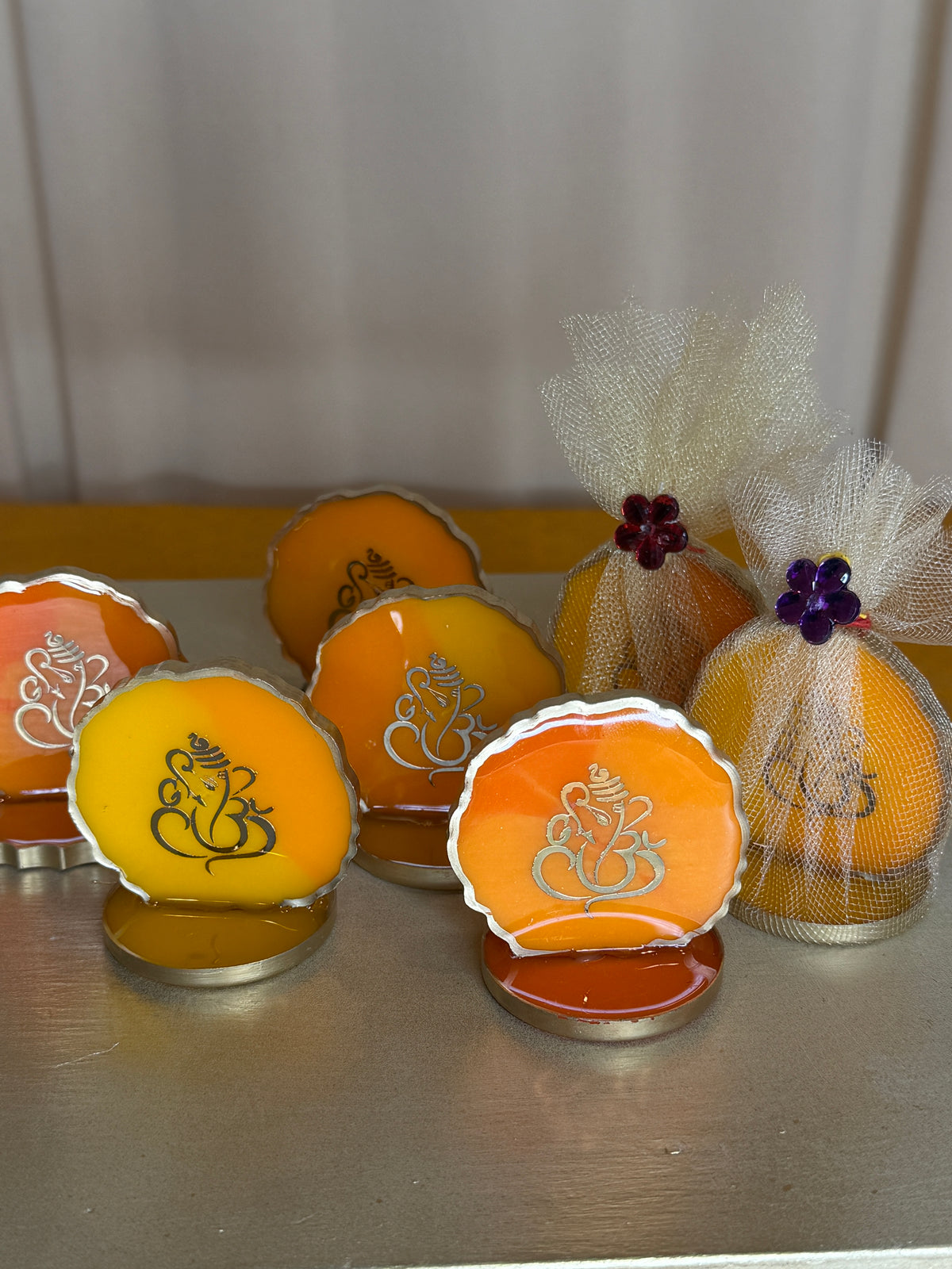Handmade Resin Ganesh Ji Idol | Auspicious Ganesha Figurine for Car Dashboard, Office Desk, Home Mandir & Return Gifts
