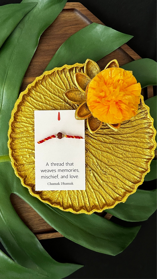 Single Rudhraksh With Gold Cap Rakhi - Single