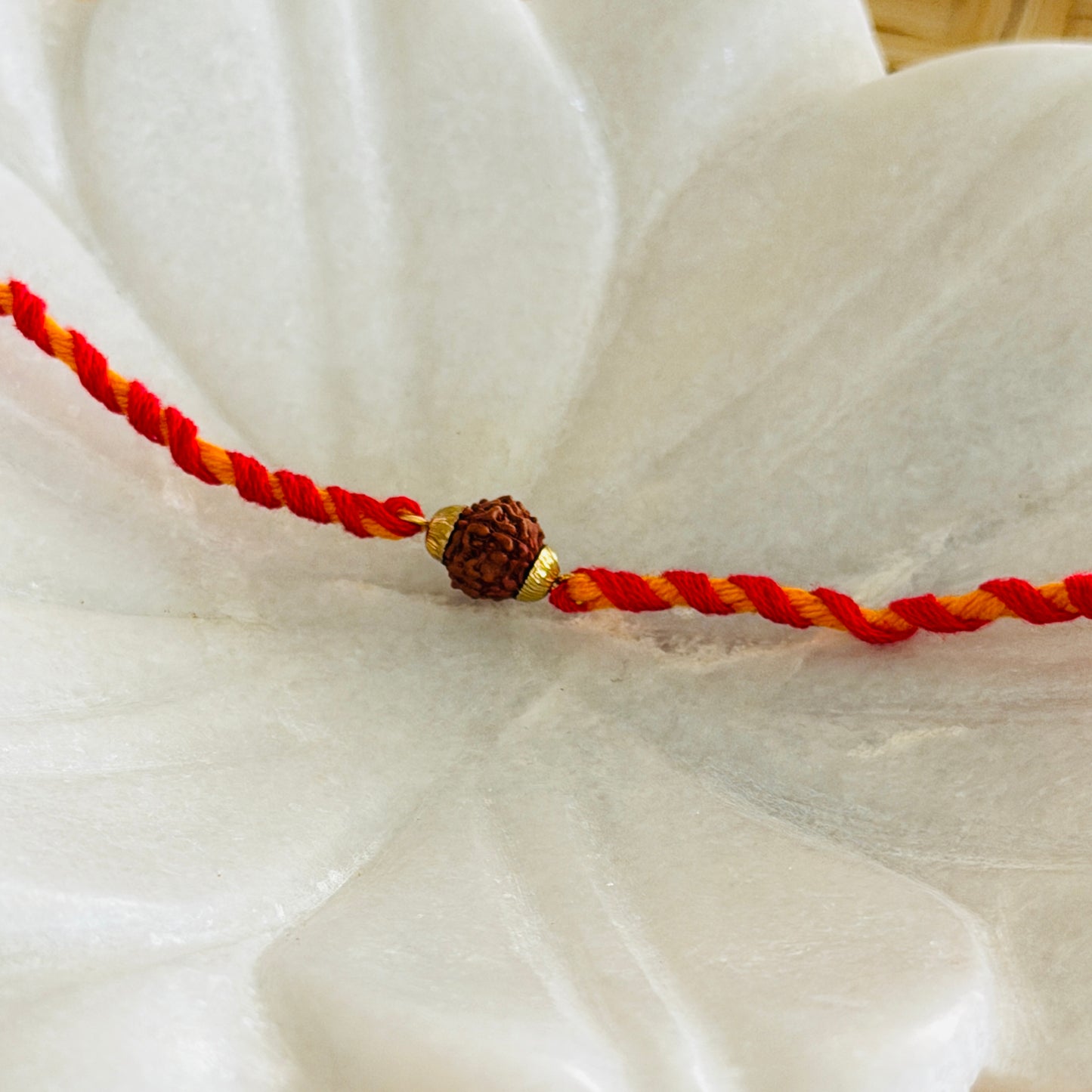 Single Rudhraksh With Gold Cap Rakhi - Single