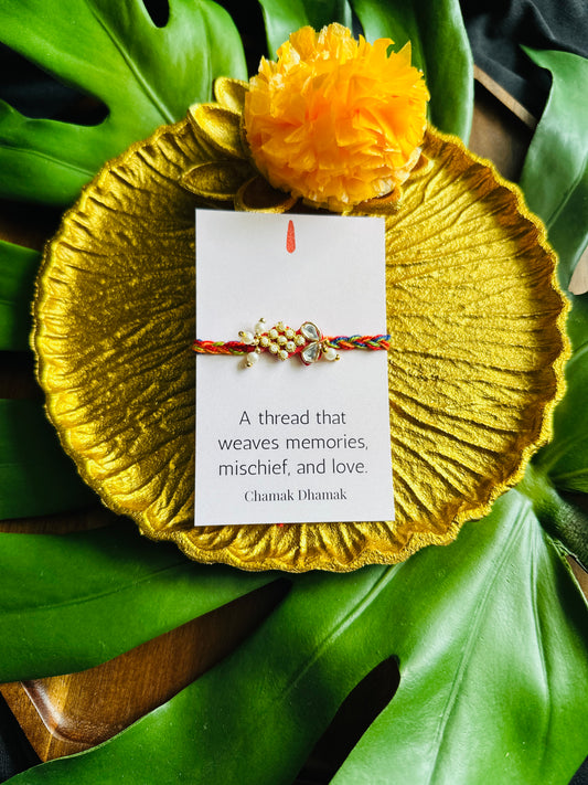 Braided Multi Color With Pearl & Stone Rakhi - Single