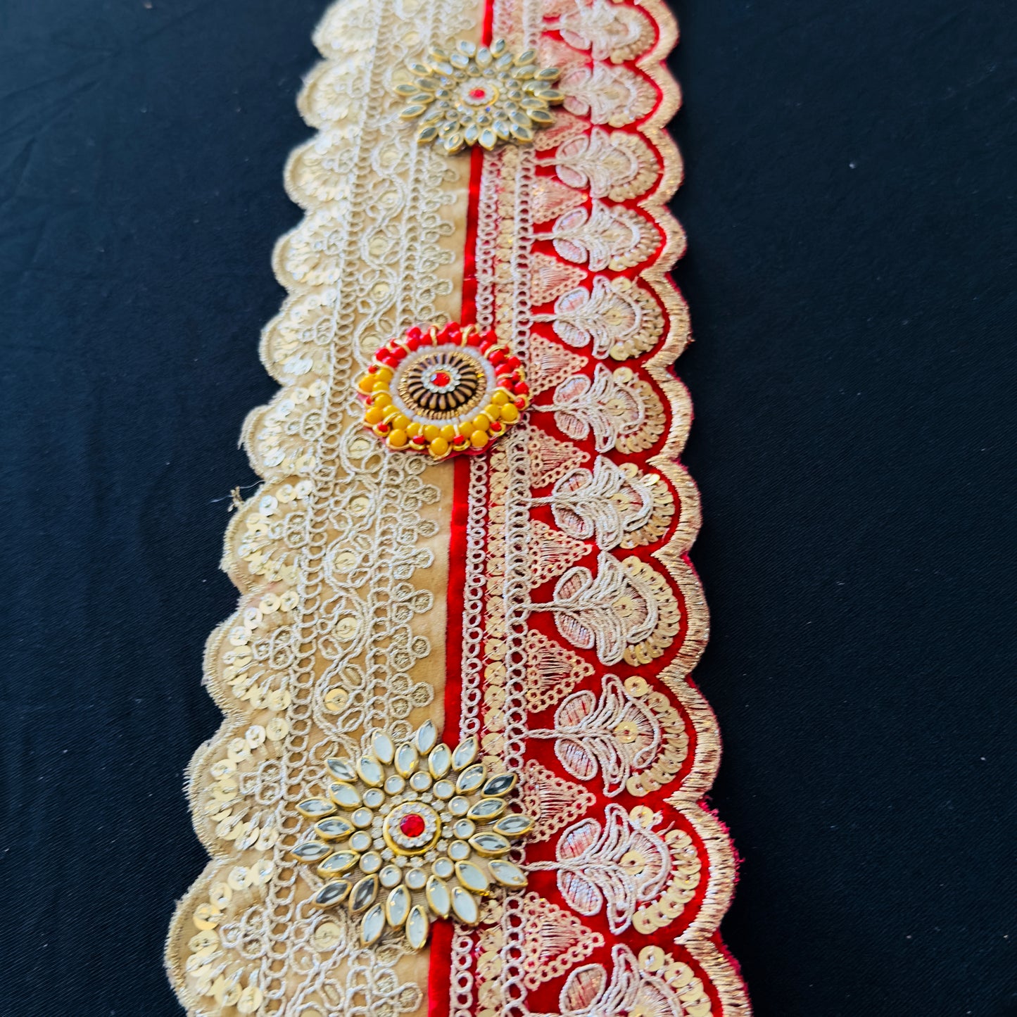 40 Inch Red & Gold Bandhanwar | Traditional Indian Door Toran for Diwali & Weddings