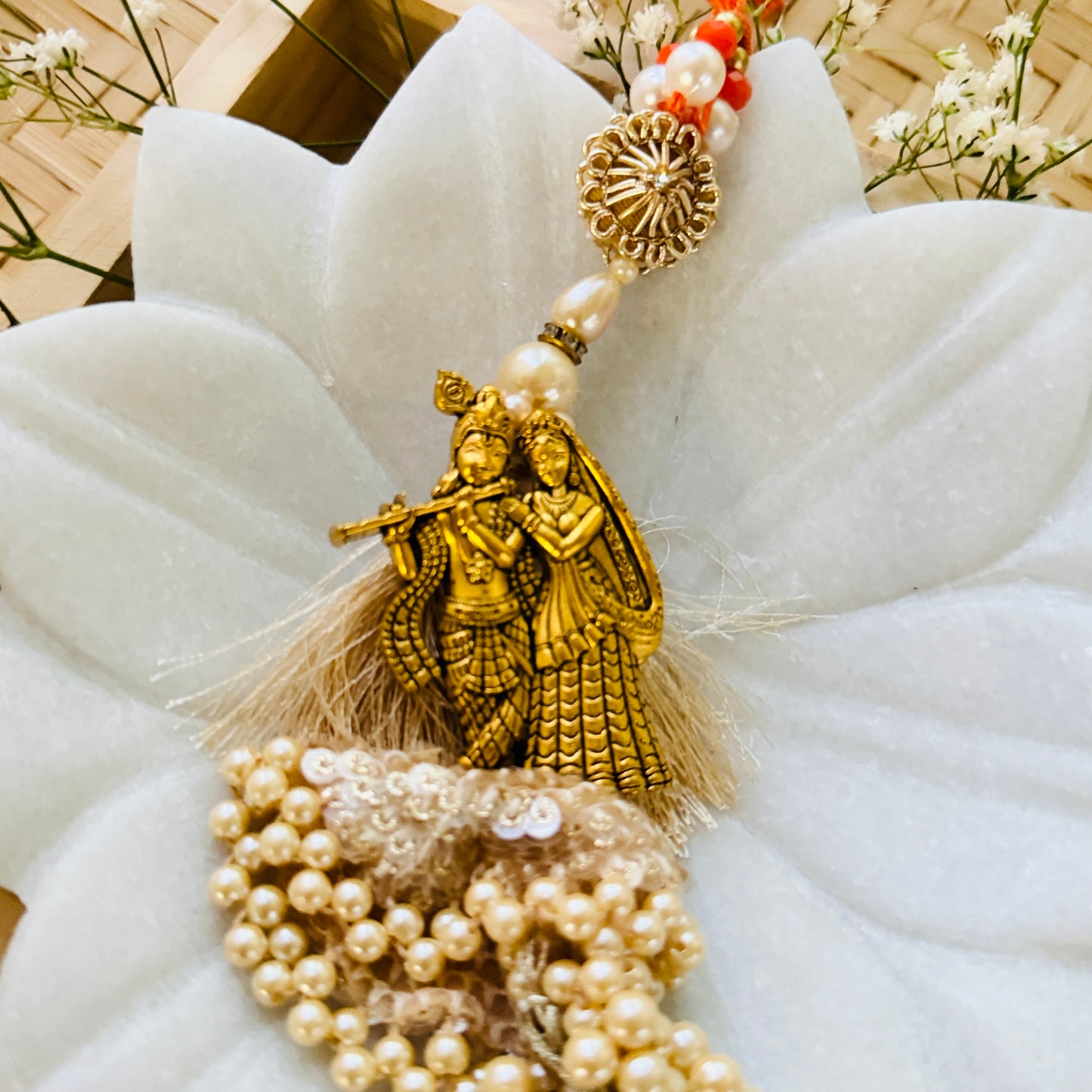 Radha Krishna Pearl and Tassel  Lumba for Bhabhi