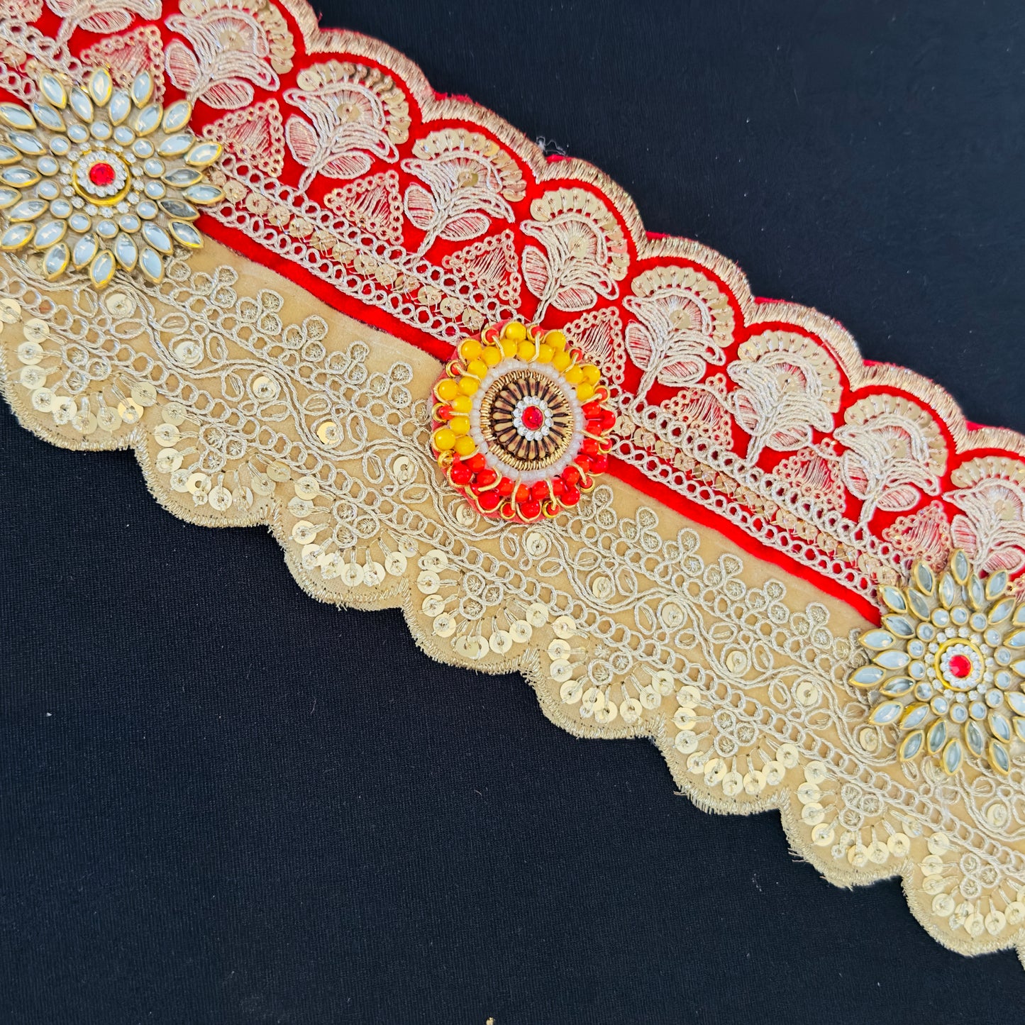 40 Inch Red & Gold Bandhanwar | Traditional Indian Door Toran for Diwali & Weddings