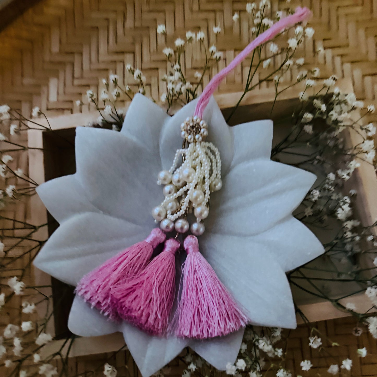 Pearl and Tassel Pink   Lumba - Bhabhi Rakhi