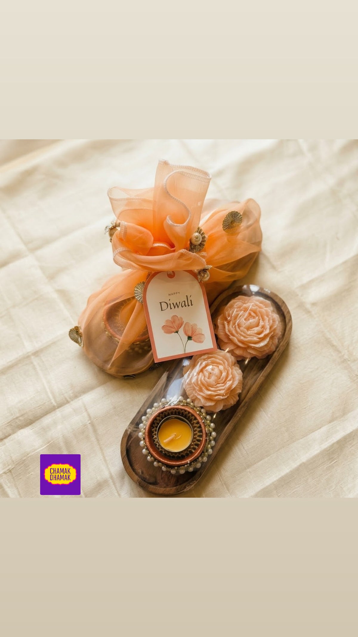 The Noor Festive Gift Set / Artisanal Diya & Mogra Rose Candle Hamper