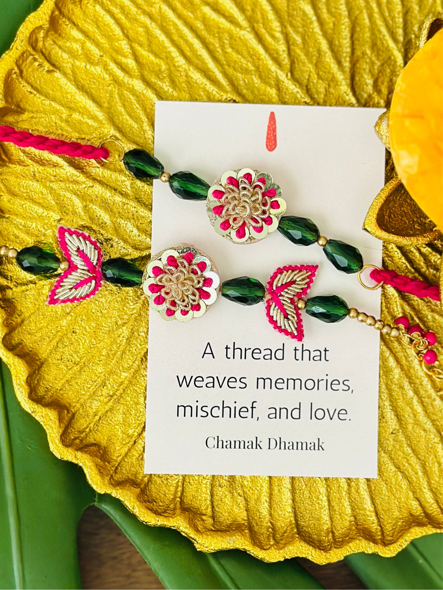 Heer-Ranjha Floral Rakhi Set