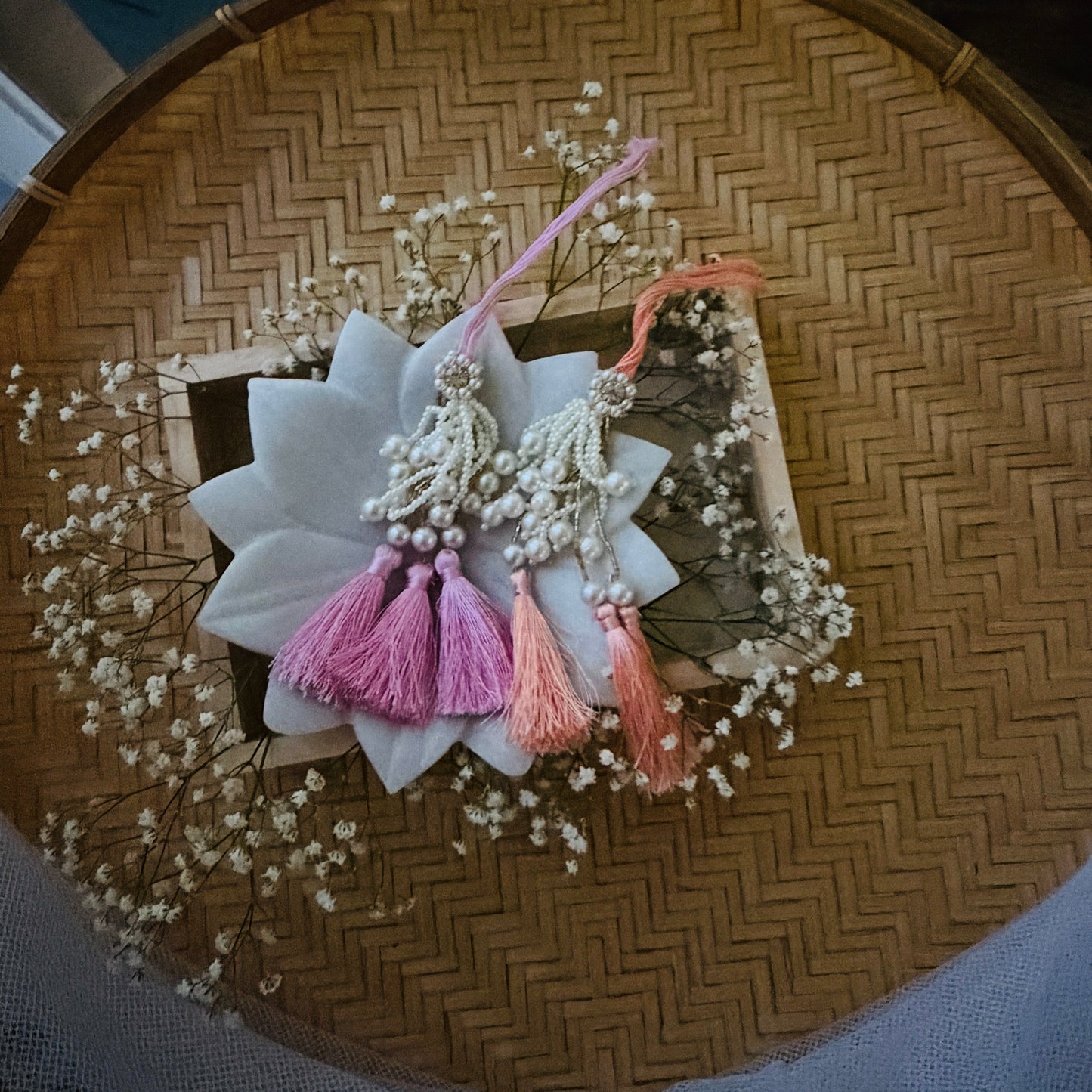Pearl and Tassel Pink   Lumba - Bhabhi Rakhi