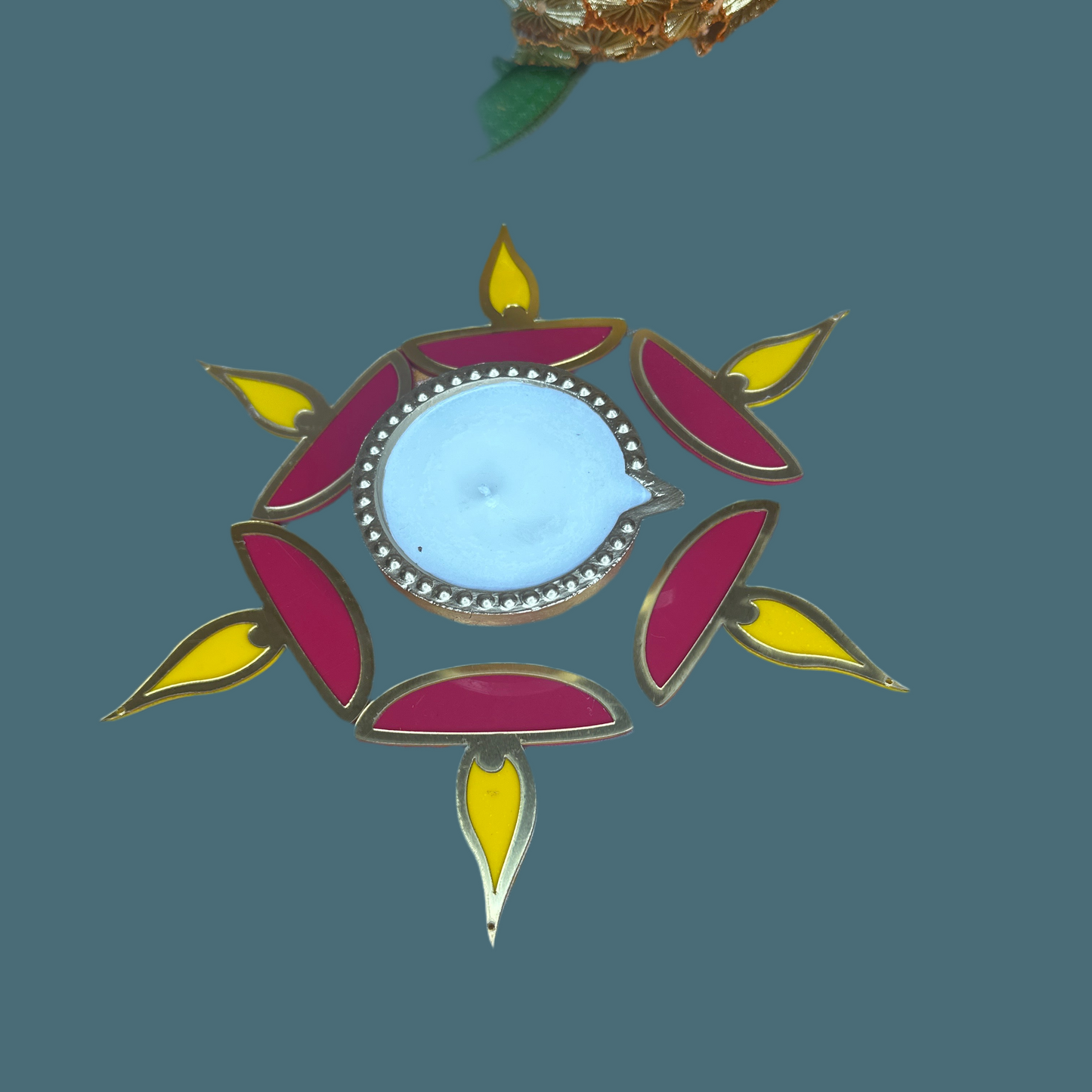 Luxury Wax-Filled Clay Diya Rangoli Set | Festive Décor by Chamak Dhamak
