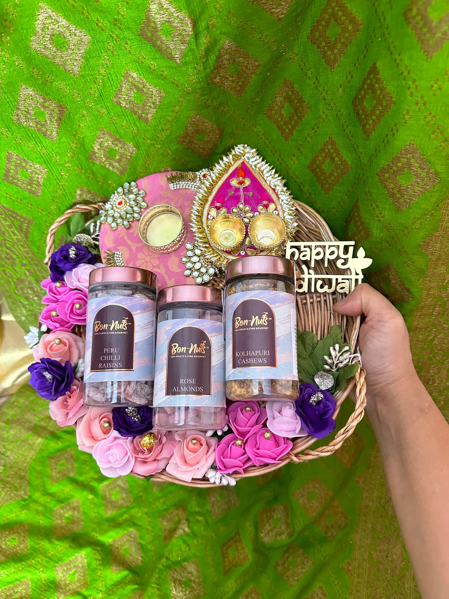 Elegant Diwali Hamper with a Floral Basket