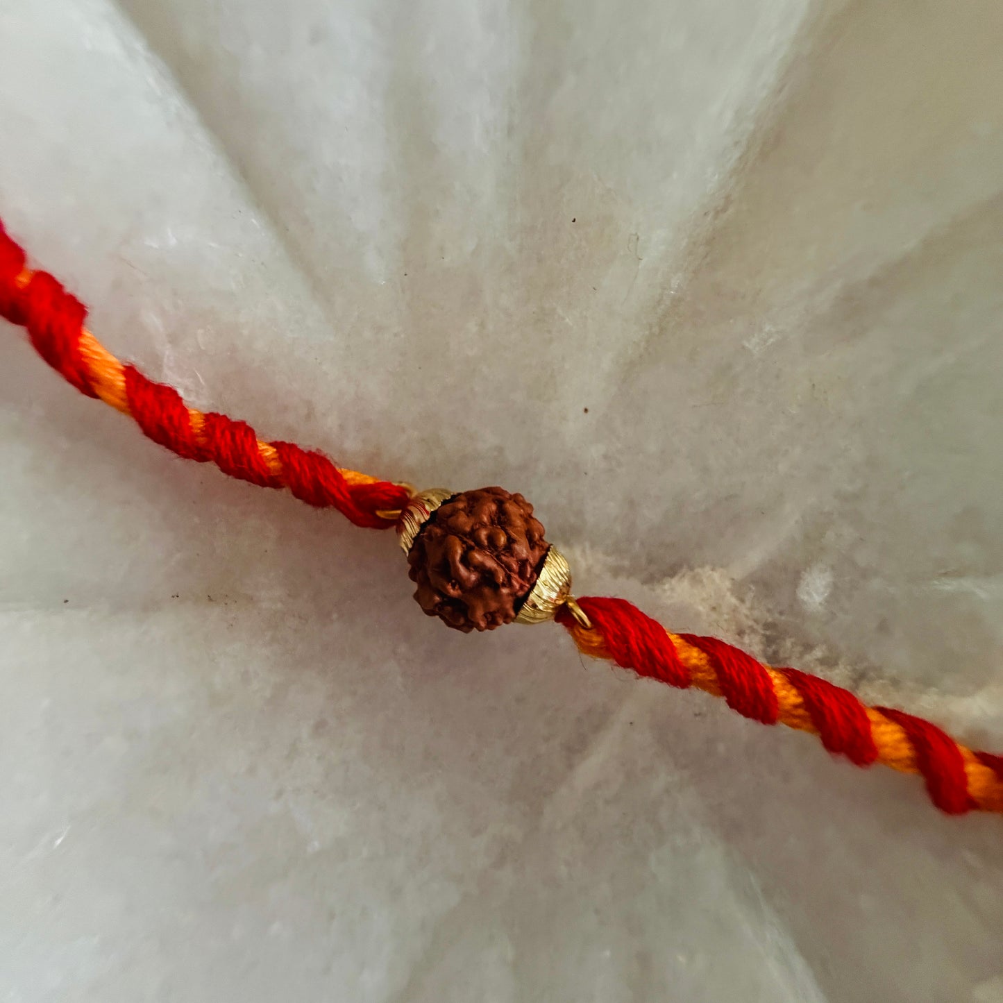 Single Rudhraksh With Gold Cap Rakhi - Single