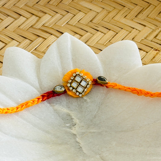 Diamond Stone on Yellow  Rakhi - Single