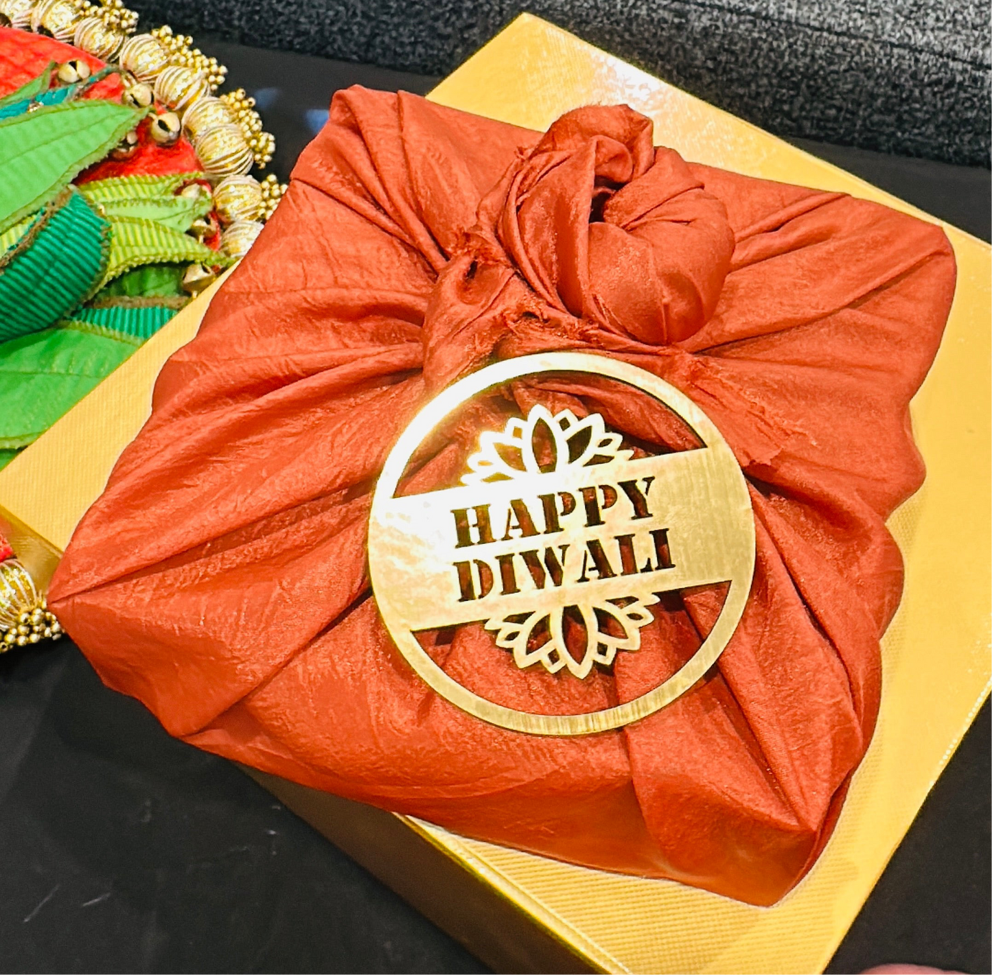 Premium Diwali Gift Box – Charan Paduka, Shubh Labh, Diya & Almond Jar | Chamak Dhamak USA