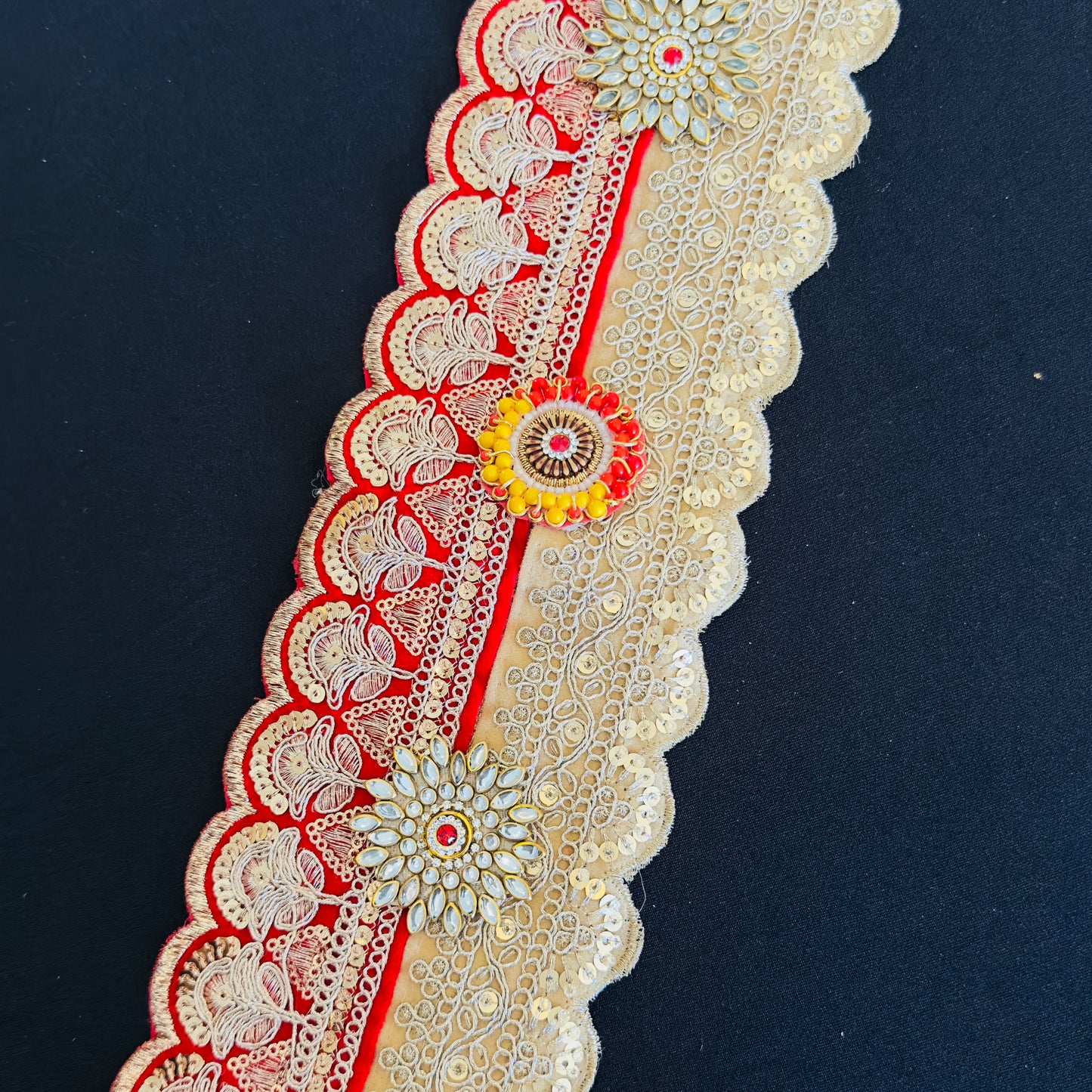 40 Inch Red & Gold Bandhanwar | Traditional Indian Door Toran for Diwali & Weddings