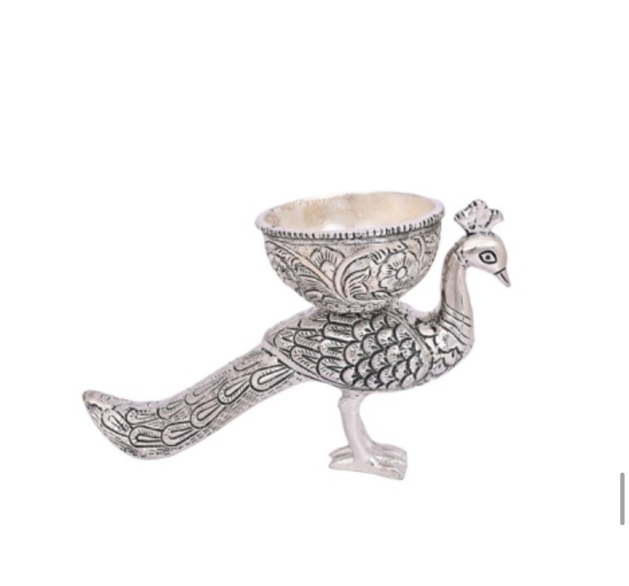 Silver Peacock Bowl – Handcrafted Pooja & Diwali Gift