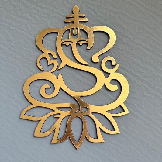 Gold-Colored Large Acrylic Ganesh Cut Out - Perfect for DIY Projects