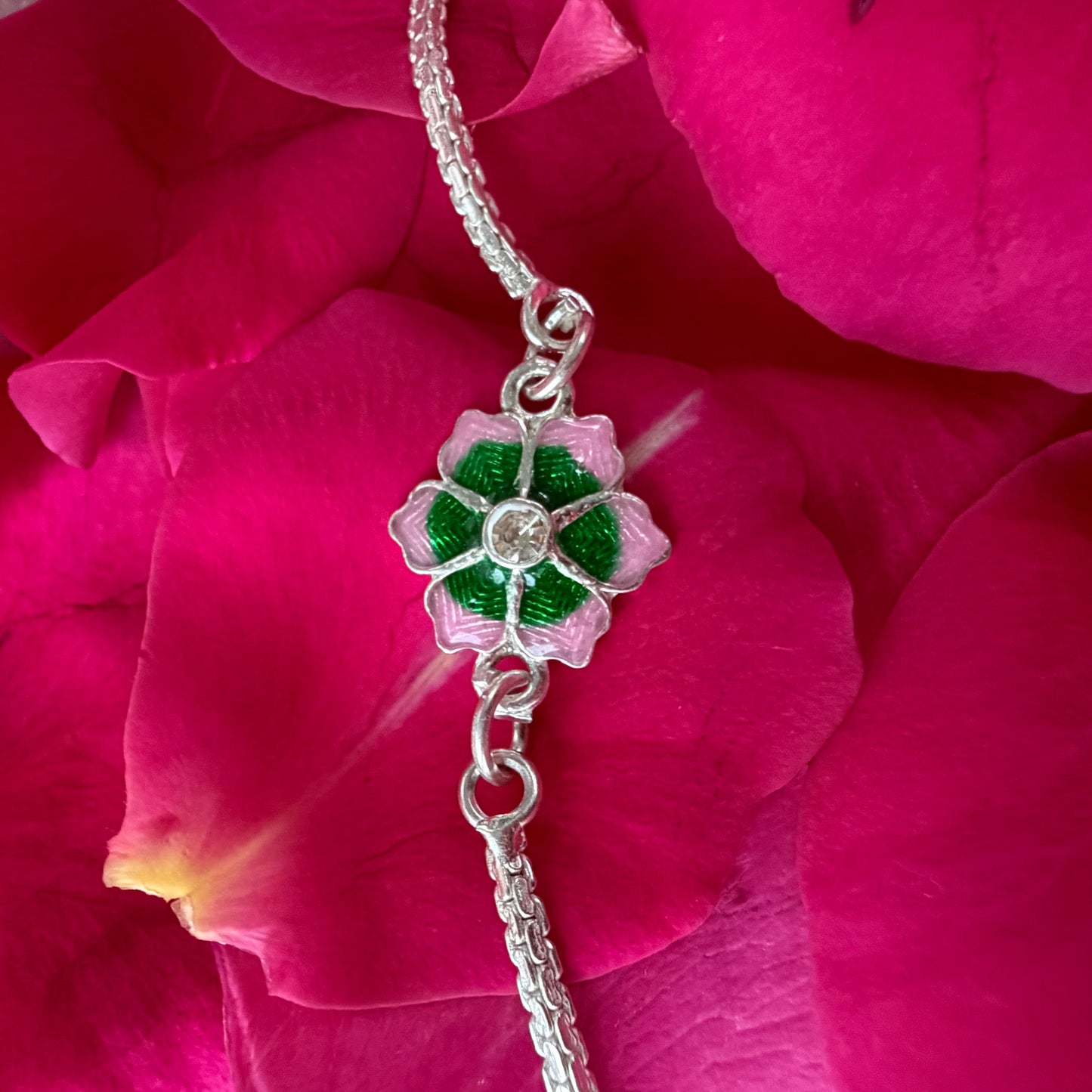 Sapphire Bloom Silver Rakhi