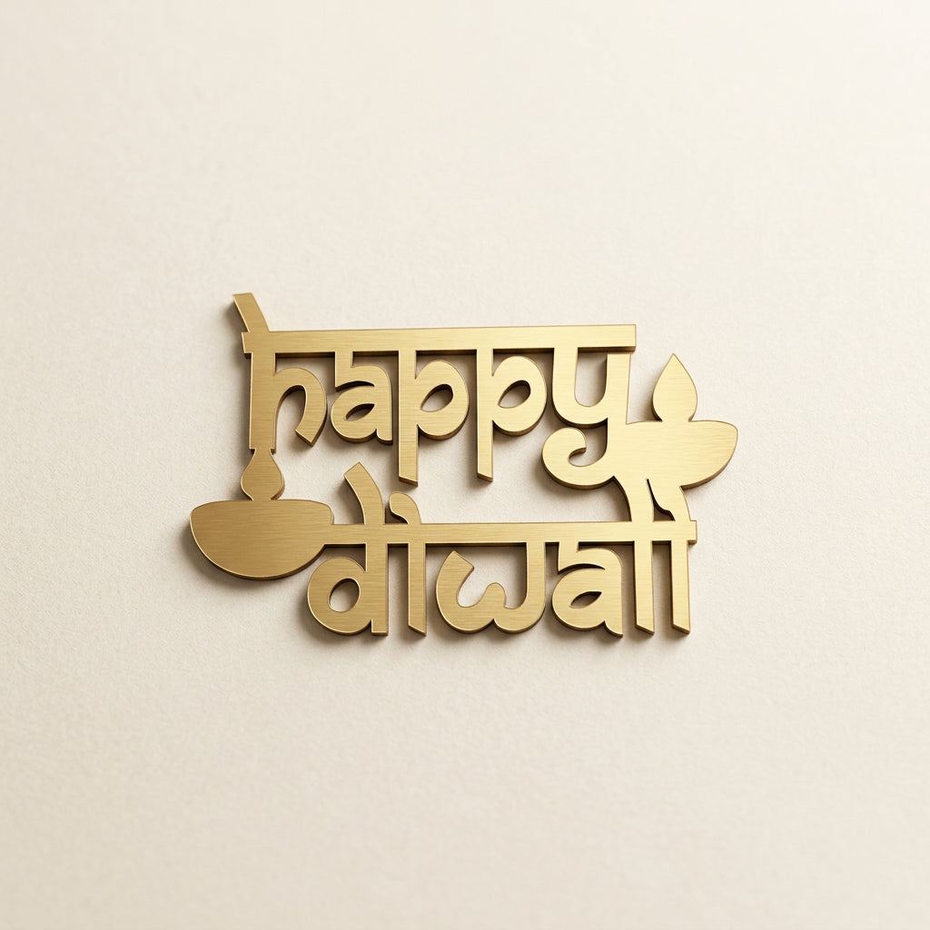 Gold Diwali Gift Tags, Happy Diwali Decorative Gift Toppers, Ganesha and Diya Designs