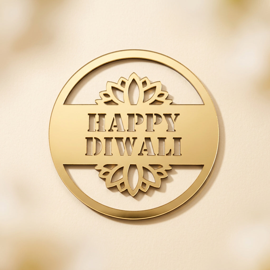 Gold Diwali Gift Tags, Happy Diwali Decorative Gift Toppers, Ganesha and Diya Designs
