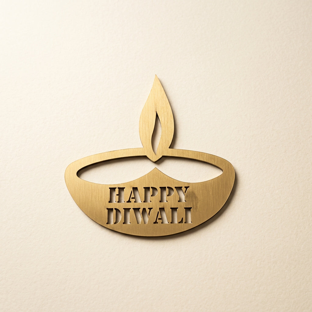 Gold Diwali Gift Tags, Happy Diwali Decorative Gift Toppers, Ganesha and Diya Designs