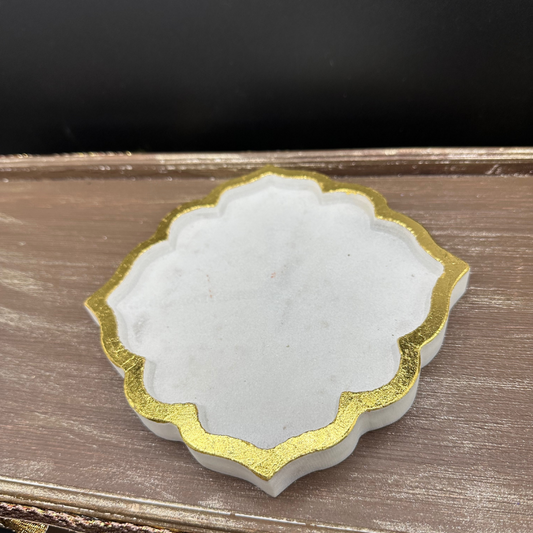 Gold Border Marble Decorative Plate