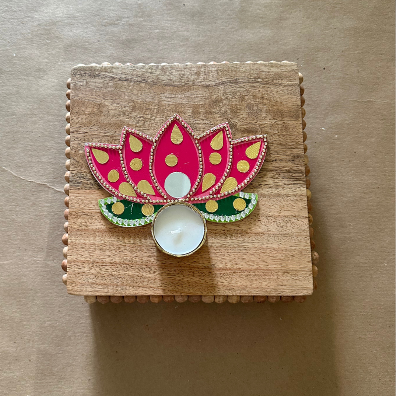 Exquisite Laser-cut Wooden Diya