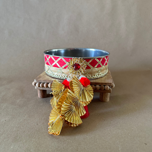 Karwachauth Channi in Red Gotta Tassel