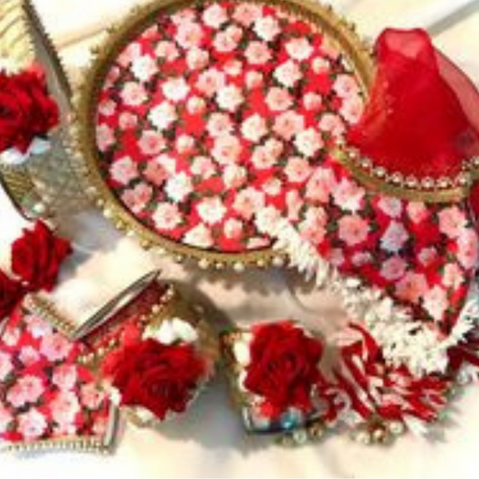 Gulab Karwachauth Thali Set in Red Color