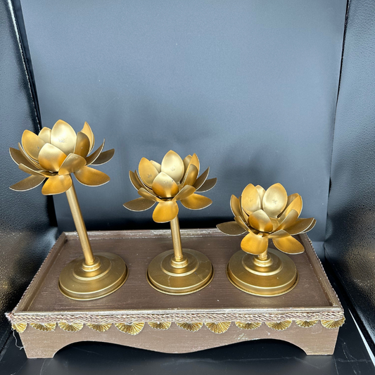Lotus Diya Stand (3 Pc Set)