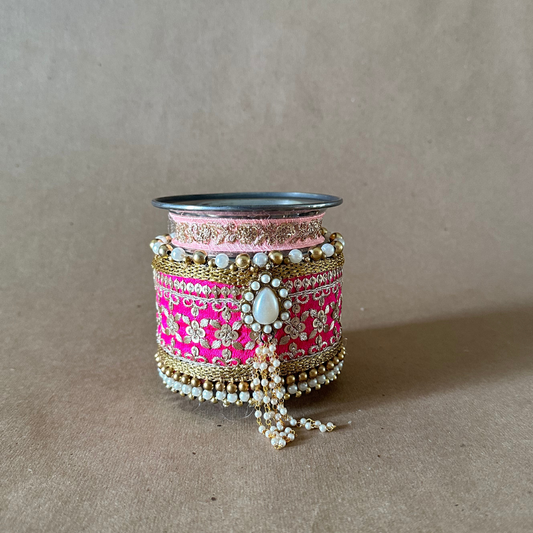 Karwachauth Lotta Pink with Drop Shape Pearl Flower